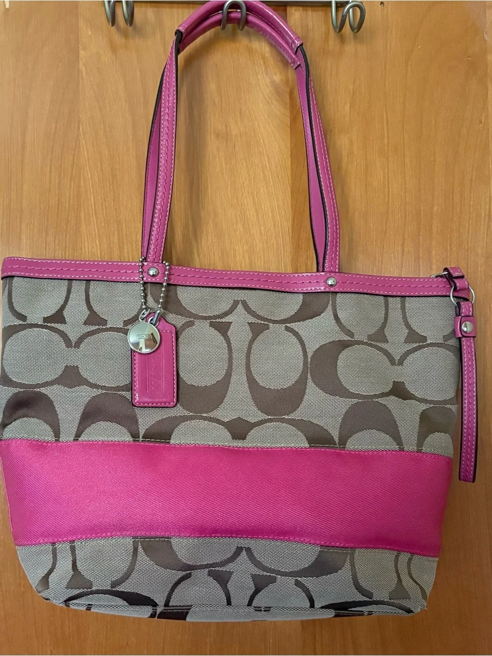 Coach Signature Stripe Tote Bag: Coach tag, coach bag/duster, everything! NWOT - Picture 1 of 6
